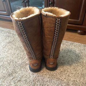Size 8 Tall Chestnut Ugg Boots with detail